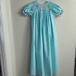 Lolly Wolly Blue Polka Dot Kids Vintage Style Easter Dress Size 6